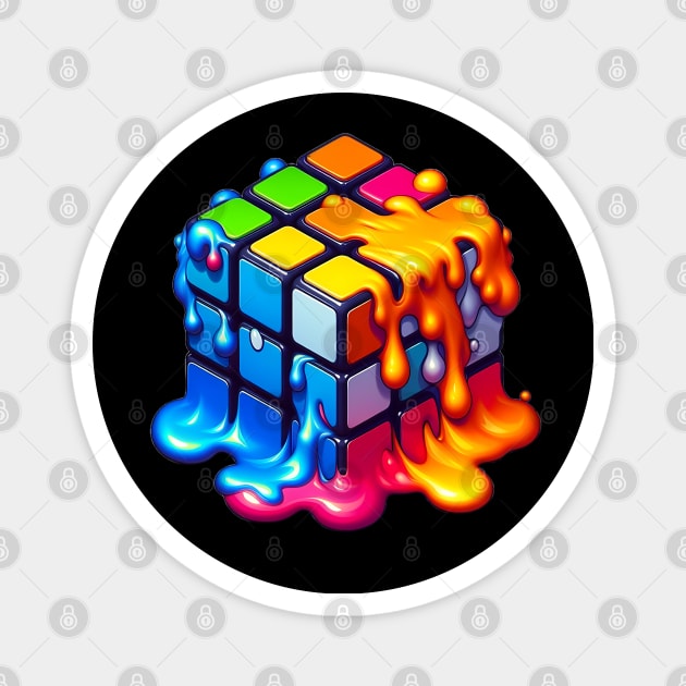 Melting Rubiks Cube Magnet by CraftingHouse's Design